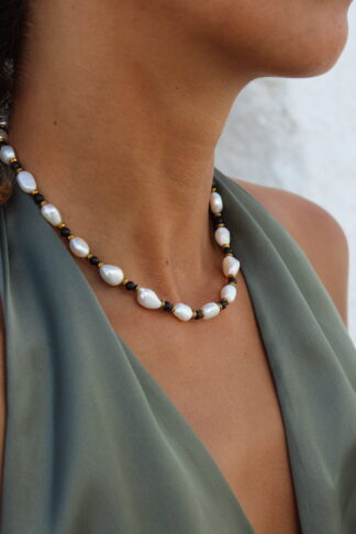 Pearl Black onyx necklace