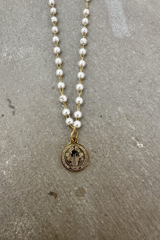 Rosary coin pendant necklace