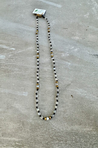 Labradorite black string necklace