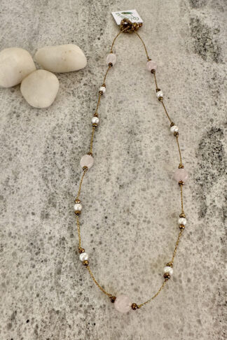 Rose Quartz Pear Necklace