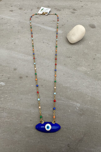 Evil eye necklace with colorful chain