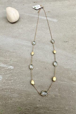 Gold necklace with Aquamarine stones