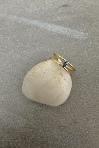 Gold Ring with deep blue stone