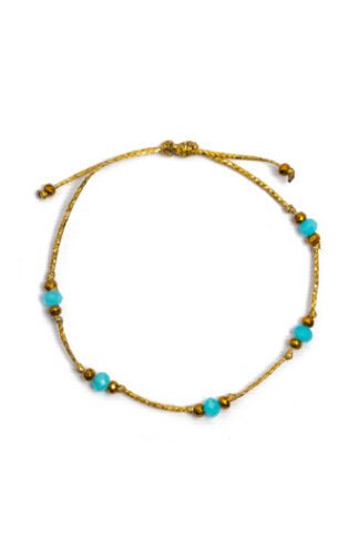 Adjustable light blue bead bracelet