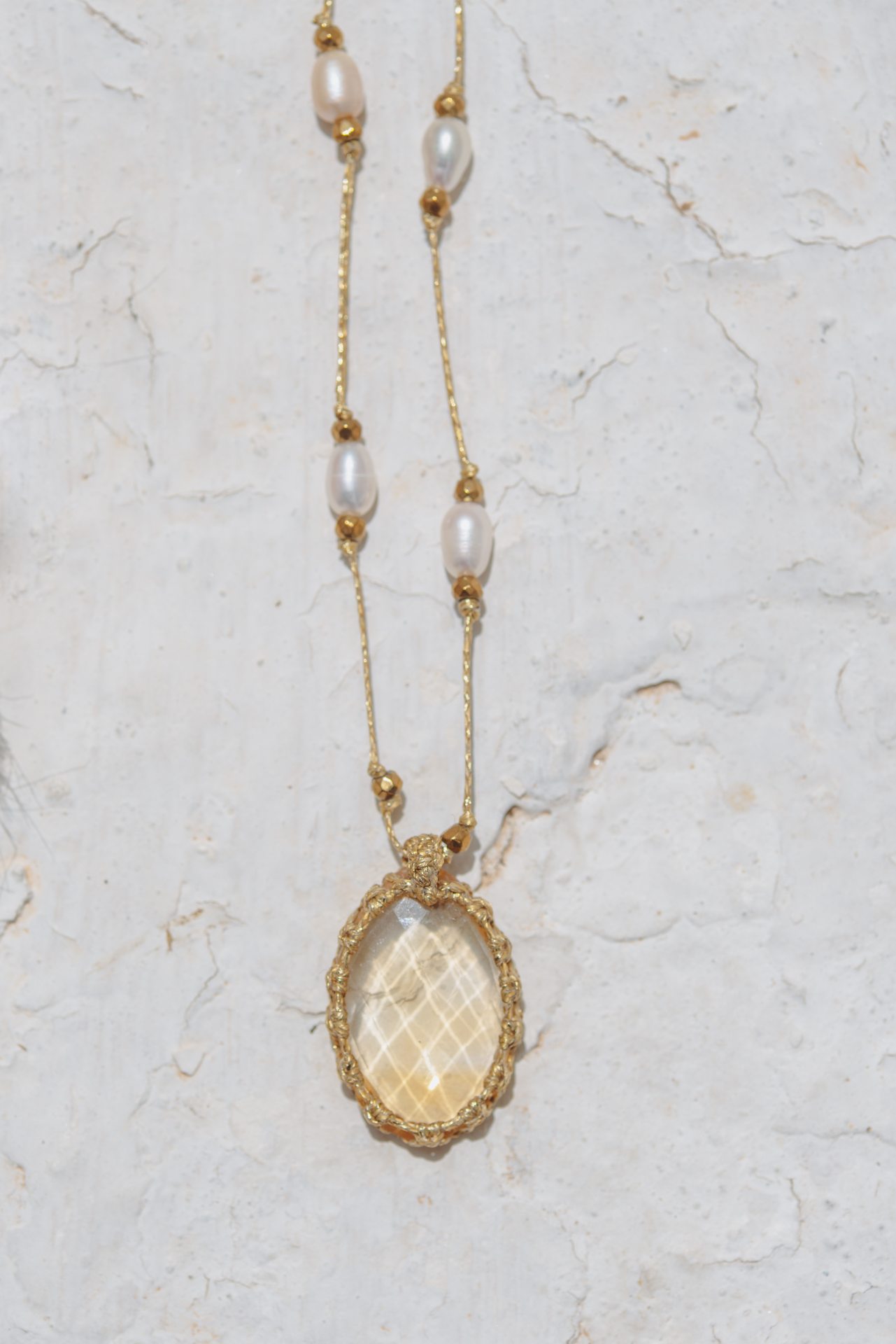 Citrine necklace with F.W.Pearls - Image 2