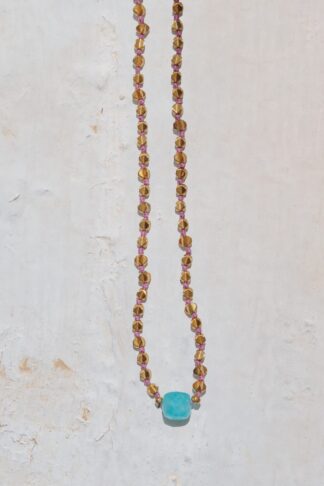Amazonite cube Necklace