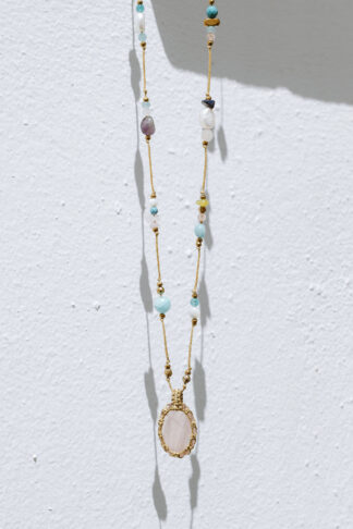 Rose Quartz Colorful happy Necklace