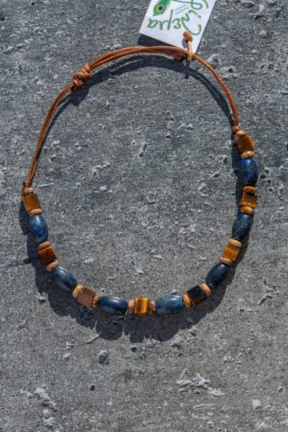 Adjustable bracelet with Tiger Eye and Lapis Lazuli