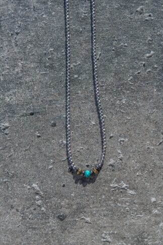 Silver Spinel necklace with turquoise details