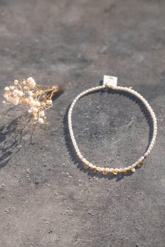 Pearls Necklace with silver gold plated details