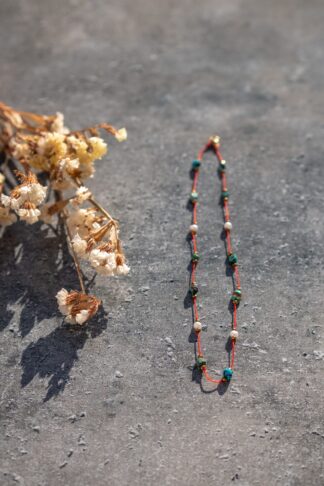 Pearls turquoise and red  string